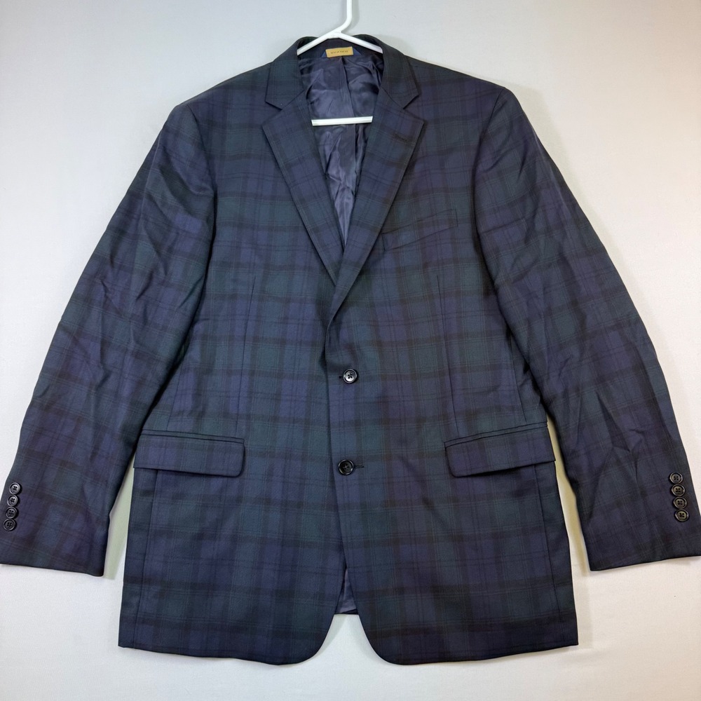 Brooks Brothers Regent Blazer Mens 44L Black Watch Tartan Plaid 100% Wool Jacket